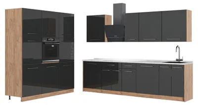 Obrázok produktu pre Kuchynka Vicco Fame-Line Antracit vysoký lesk/Dub Goldkraft 460 cm, AP Marble, Model 63787