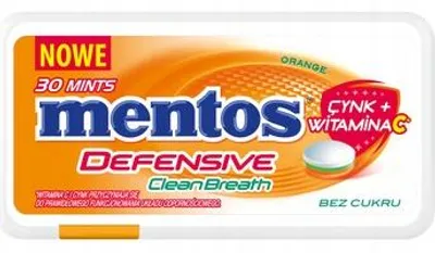 Zdjęcie produktu dla Mentos Odświeżające pastylki o smaku pomarańczowym bez cukru 21 g
