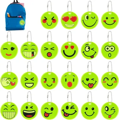 Produktbild von Reflektoren Kinder Anhänger, Reflektor Anhänger Kinder Sinnvolle Mitbringsel Kindergeburtstag Jahre Schlüsselanhänger Mitgebsel für Rucksack Radfahren Gehen Laufen Smiley