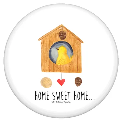 Produktbild von Mr. & Mrs. Panda Plakette Vogelhaus Home - Weiß - Geschenk, Haus, Pin, Anstecker, Vogel, Badge, Hausbau, Reversnadel, Button, Umzug, Lustige Sprüche