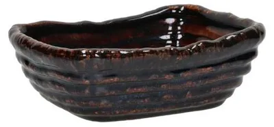 Produktbild von Pomax Panea Brotkorb aus Steinzeug, Dunkelbernstein, L 20 x B 15 x H 7 cm