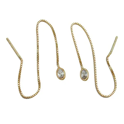 Produktbild von Durchzieher Ohrhänger mit Zirkonia 375 Gold Gelbgold Ohrschmuck Goldohrringe