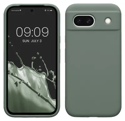 Produktbild von kwmobile Handyhülle für Google Pixel 8a Hülle, für Pixel 8a Case - Hülle Silikon - kabelloses Laden - Rainwashed Grün