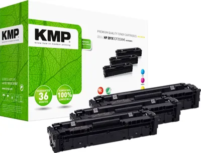 Produktbild von KMP H-T215VX Toner Kombi-Pack ersetzt HP HP 201X (CF401X, CF403X, CF402X) Cyan, Magenta, Gelb Kompat
