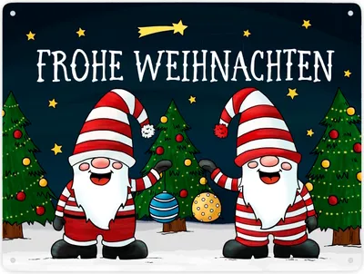 Produktbild von Frohe Weihnachten Metallschild XXL mit Wichtel Motiv