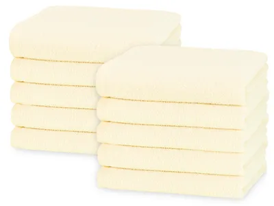 Produktbild von 10er Set Handtücher, 70% Baumwolle, 30% Polyester, 50x100 cm, gelb, KI-generiertes Bild