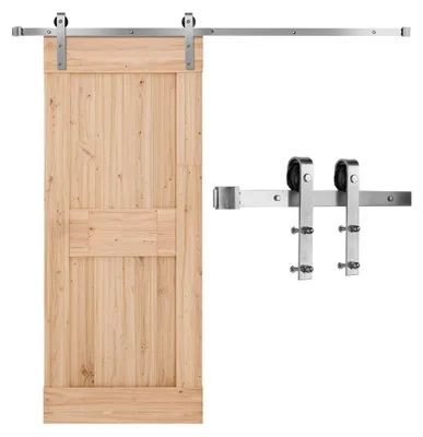 Image de Système de porte coulissante VEVOR Rail de 183 cm, capacité de charge 150 kg, compatibilité maximale 914 mm. Largeur et épaisseur 34,92-44,45 mm, galet de roulement et galet J, argenté