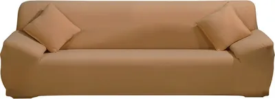 Produktbild von ele ELEOPTION Sofahusse Stretchhusse Sofabezug Polyester Rippstrick (Hellbraun,4 Sitzer für Sofalänge 220-300cm)