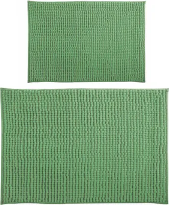 Zdjęcie produktu dla MSV zestaw 2 dywaników kąpielowych dywanik prysznicowy szenilowy dywanik kąpielowy z wysokim włosiem 40x60 cm + 60 x 90 cm - Basil