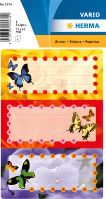 Image de HERMA 5574, Wielobarwny, Prostokąt, Na stałe, Papier, 3 szt., 2 ark.