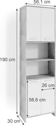 Produktbild von Badschrank Vicco Maris Beton 56.1 x 190 cm, Model 36783