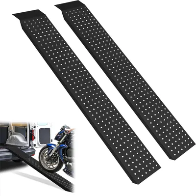 Image de UISEBRT 2 X rampe d'accès Rampe de chargement Rampe de moto Rampe de chargement Rampe d'accès 135x23x4,5cm 400 kg paire charge - Noir