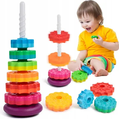 Immagine prodotto di PIramide contorta Torre arcobaleno Giocattolo Montessori Spirale colorata 41 cm