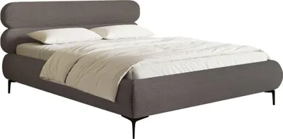 Produktbild von Selsey Roule Cord – Polsterbett 160x200 mit Cordstoff und schwarzen Füßen, Grau