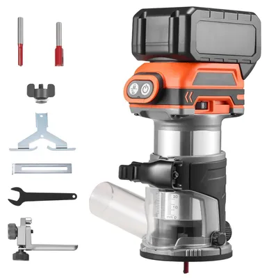 Produktbild von Akku-Kantenfräse - Kompakte Oberfräse 18 V - Bürstenloser Motor - Variable Drehzahl - 6,35 mm Spannzange - Einhandfräse für Holzbearbeitung - Ohne Akku