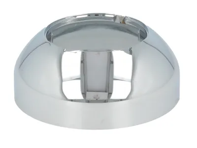 A chrome-plated dome-shaped cap with an open top, likely a spare part for plumbing or lighting fixtures.