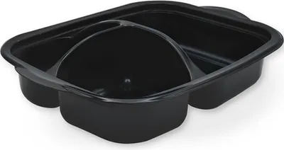 Produktbild von 300 Mehrwegmenüschalen 850ml PP 253x185x57mm schwarz 3-geteilt- Lunchschalen