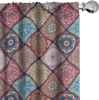 Produktbild von ABAKUHAUS Mandala Vorhänge, Gardinen, Buntes Mosaik-Fliesen-Muster mit abstrakten ethnischen ethnischen Elementen Türkische Kultur, 2 Stück 75 x 245 cm, Mehrfarbig
