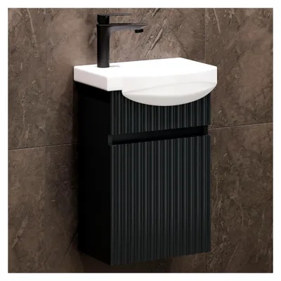 Produktbild von Waschbecken mit Unterschrank 40 cm, inkl. Keramikwaschbecken, hängend für Gäste-WC, anthrazit matt