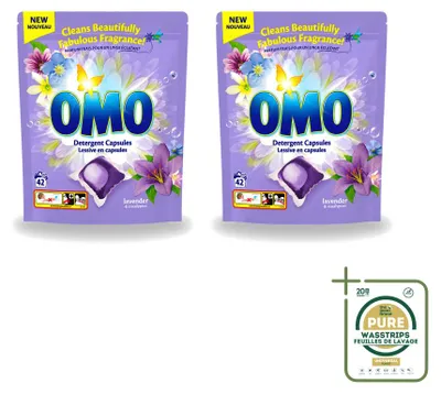 Produktbild von 2 x Omo Wascapsules Lavendel & Eucalyptus für Buntwäsche - Vorratspackung - 2 Stücke