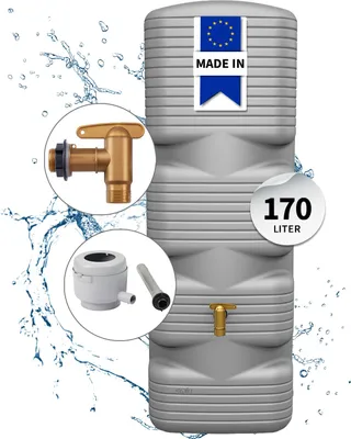 Image de 4rain Réservoir Mural QUADRO 170 L, gris béton incl. Aqua Quick & Automate de Remplissage