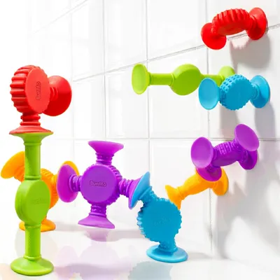 Immagine prodotto di Set da bagno con ventose da costruzione - 10 pezzi - Multicolore