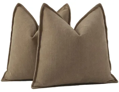 Produktbild von 2er Set Chenille Kissenbezüge Braun 65x65 cm