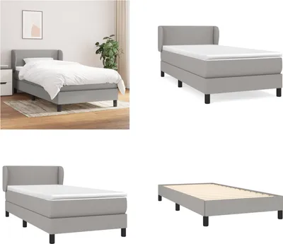 Immagine prodotto di vidaXL Letto boxspring con materasso in tessuto grigio chiaro 90x200 cm - Letto boxspring - Boxspringbetten - Bett - Schlafzimmermöbel