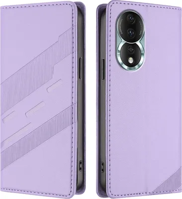 Produktbild von Hülle für Honor 80, Kunstleder Brieftaschen Handyhülle mit Kartenfach und Standfunktion Violett