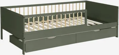 Produktbild von sweeek - Kinderbett 90 x 190 cm aus Kiefernholz mit Lattenrost und Schubladen - Grün