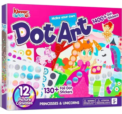 Productafbeelding van Sticker-knutselset voor kinderen, stipkunst met eenhoorns en prinsessen, creatieve doe-het-zelf set vanaf 3 jaar