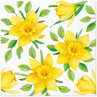 Produktbild von 20 Servietten Daffodils in Bloom - Gelbe Narzissenblüten 33x33cm