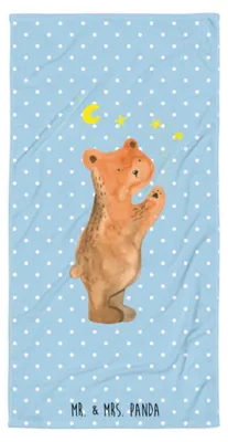 Produktbild von Mr. & Mrs. Panda Handtuch Verliebter Bär - Blau Pastell - Geschenk, Partner, To The Moon And Back, Reisehandtuch, Teddy, Strandtuch, Großes Badehandtuch, Verliebte