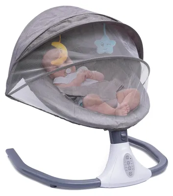Image de Balançoire électrique pour bébé - Transat/Balançoire pour bébé - Quatre vitesses - Trois angles d'inclinaison - Avec télécommande - Musique Bluetooth - Pour les bébés de 0 à 20 mois - Gris