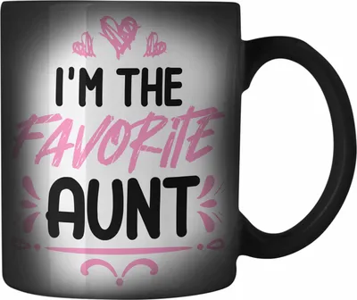 Produktbild von Trendation - I'm The Favorite Aunt Farbwechsel Zauber-Tasse Geschenk Beste Tante der Welt (Schwarz)