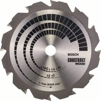 Image de Lame de scie circulaire Construct Wood D190mm pour le bois 12 dents - BOSCH - 2608641201