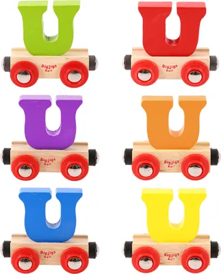 Image de Bigjigs Rail Wagon Train en bois - Lettre U