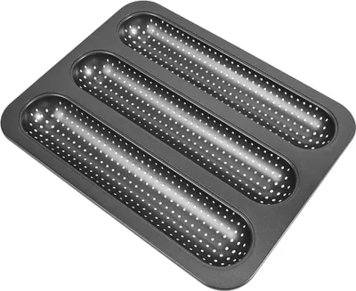 Produktbild von CANDeal Baguette Brotbackform French Brotbackformen Baguette Backblech Perforierte 3-Schlitz-Antihaft-Backform Für Laib