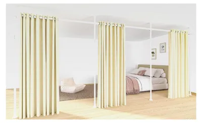 Produktbild von Raumteiler Paraventgestell 3-teilig, flexible Gardinenstange ohne Vorhang, Sichtschutz für Wohnzimmer und Schlafzimmer, B 420 cm x H 317 cm