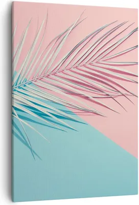 Produktbild von Bild auf Leinwand - Leinwandbild - Einteilig - Blatt Rosa Türkis - 50x70cm - Wand Bild - Wanddeko - Wandbilder - Leinwanddruck - Kunstdruck - Wanddekoration - Leinwand bilder - Wandbild - PA50x70-4421