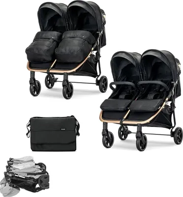 Produktbild von Lorelli DUO Zwillingsbuggy/Geschwisterbuggy bis 22 kg – 2 Sitze, Liegeposition, Alurahmen, Einhand-Faltung, großes Verdeck, EN 1888