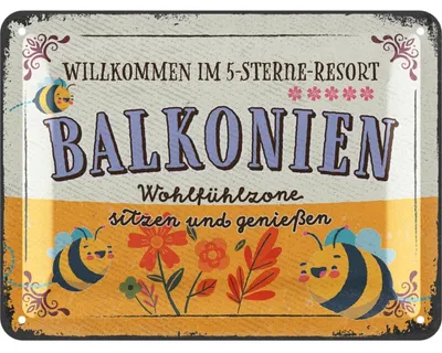 Produktbild von LANOLU Retro Blechschild BALKONIEN Schild, Blechschilder Garten mit Sprüchen, Dekoration Gärtner Geschenke, vintage Metallschild 15x20cm