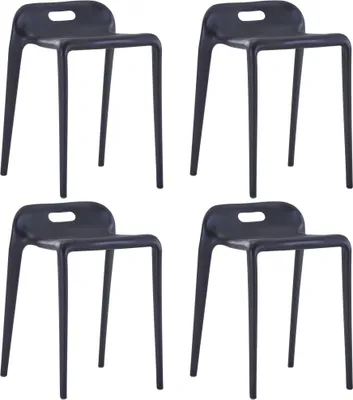 Obrázok produktu pre Stohovateľné stoličky 4 ks čierne plastové