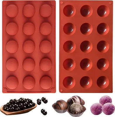Produktbild von Stück Halbkugel-Form, 15 Mulden, Silikon-Backwerkzeug für Ihre Schokoladendesserts, Bombeneis