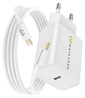 Produktbild von Mayaxess, 18W Netzteil für iPhone XS + Lightning Kabel 1m, Weiß