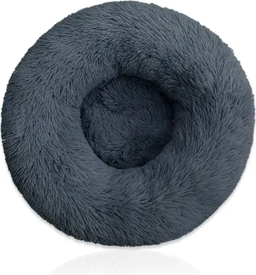 Produktbild von 40cm Blaugrau Plüsch Donut Hundebett Katzenbett Kuschelbett Hundekorb Hundekissen Kissen rund Haustierbett Bett