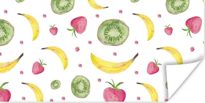 Produktbild von MuchoWow® Poster Obst - Aquarellfarbe - Weiß 120x60 cm - Bild