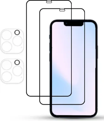 Produktbild von 2-Pack iPhone 12 Pro Max Displayschutzfolie & 2-Pack Kameraschutz - Gehärtetes Glas 9H - Super Qualität 3D