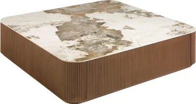 Obrázok produktu pre Angel Cerdá štvorcový konferenčný stolík z porcelánového mramoru a orechového dreva 2140