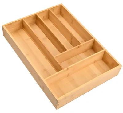 Bamboo Schubladeneinsatz 43x30x6 cm, 6 Fächer, Besteckkasten